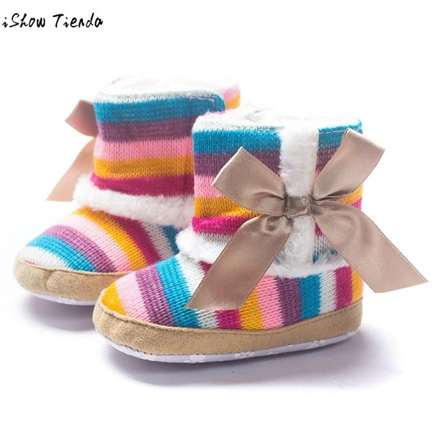 2018 Baby Girl shoes Boots Rainbow Striped Soft