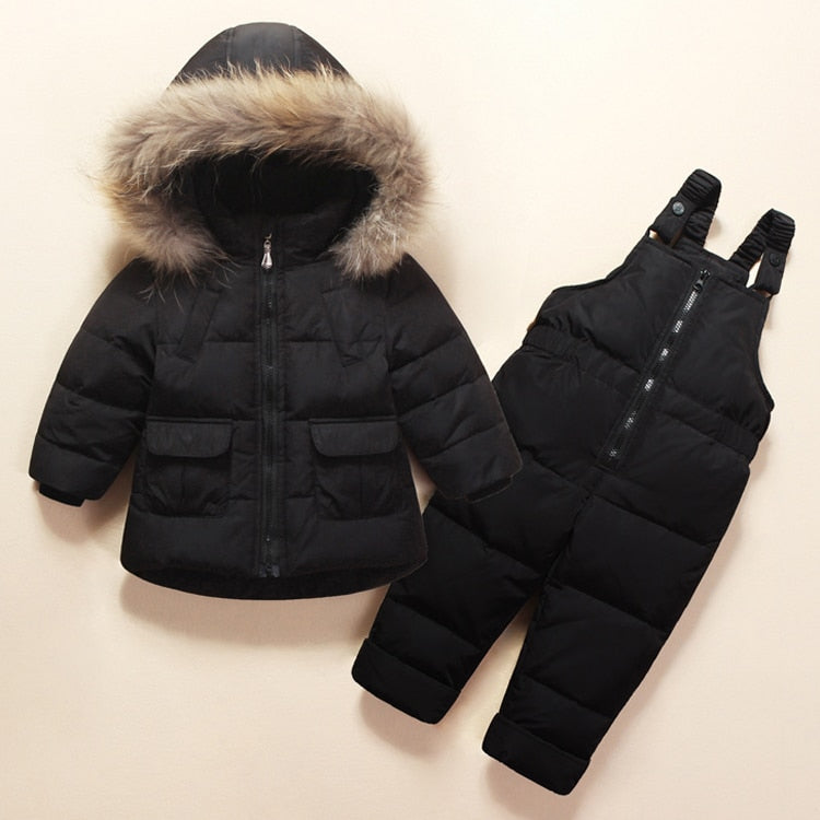 Kids Clothes Girls Boys Down Coat Children Warm Snowsuit Outerwear + Romper Clothing Set Russian children's Winter jackets