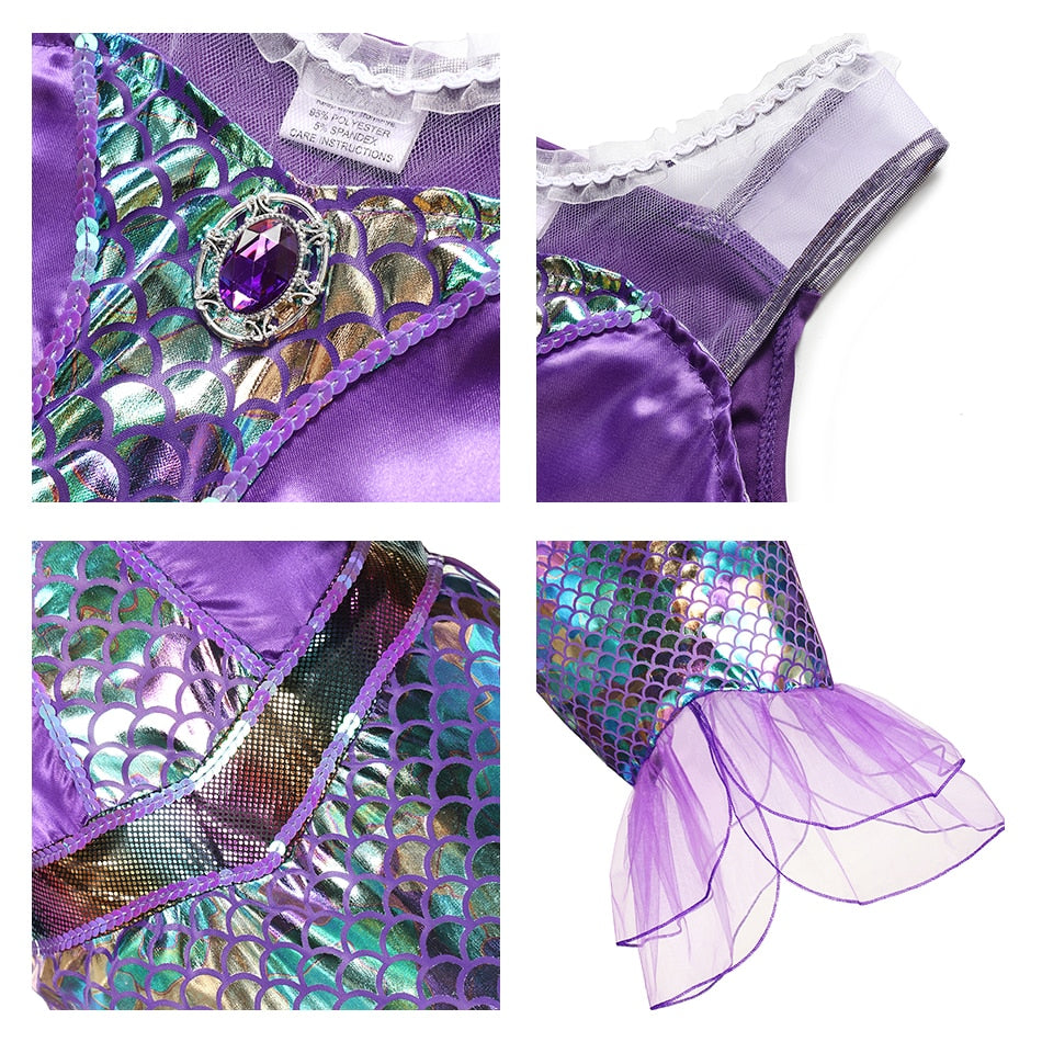 Mermaid Ariel Princess Girl Dress Cosplay Costumes for Kids Baby Girl Mermaid Dress Up Sets Children Halloween Clothing