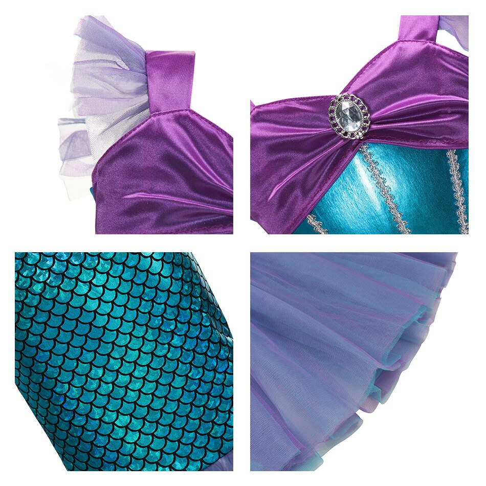 Mermaid Ariel Princess Girl Dress Cosplay Costumes for Kids Baby Girl Mermaid Dress Up Sets Children Halloween Clothing