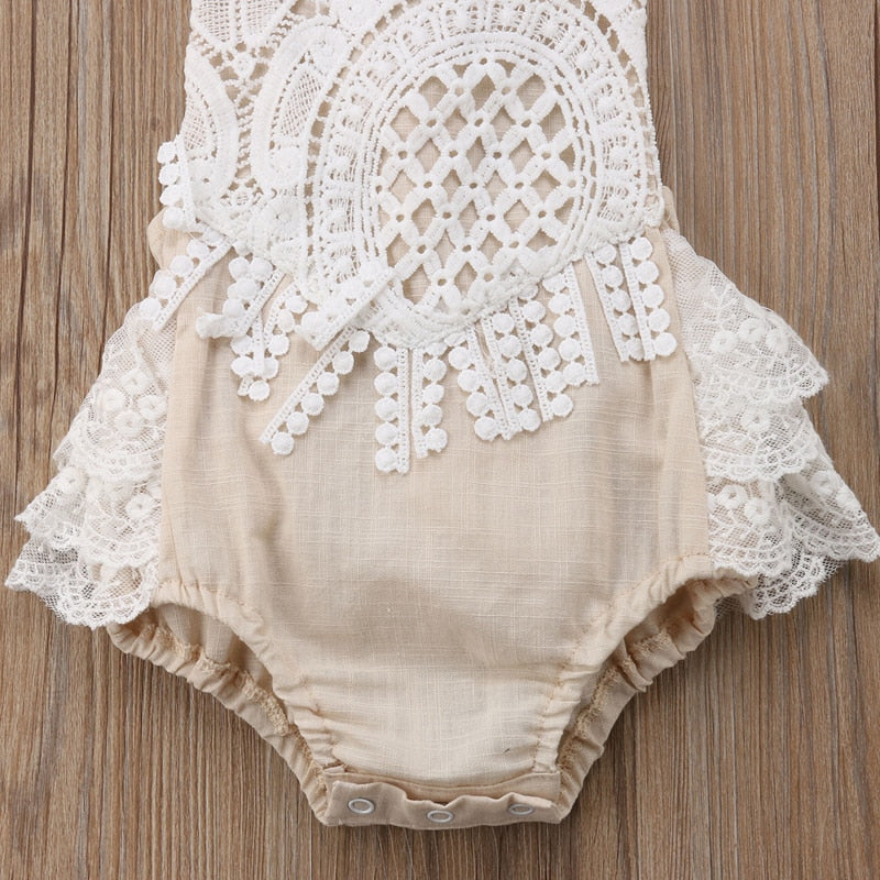 Pudcoco US Stock New Fashion Newborn Baby Girl Clothing Lace Romper Sleeveless Jumpsuit Outfit Clothes 0-24M