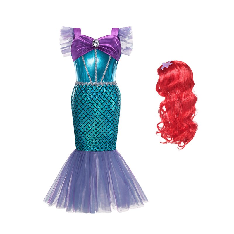 Mermaid Ariel Princess Girl Dress Cosplay Costumes for Kids Baby Girl Mermaid Dress Up Sets Children Halloween Clothing