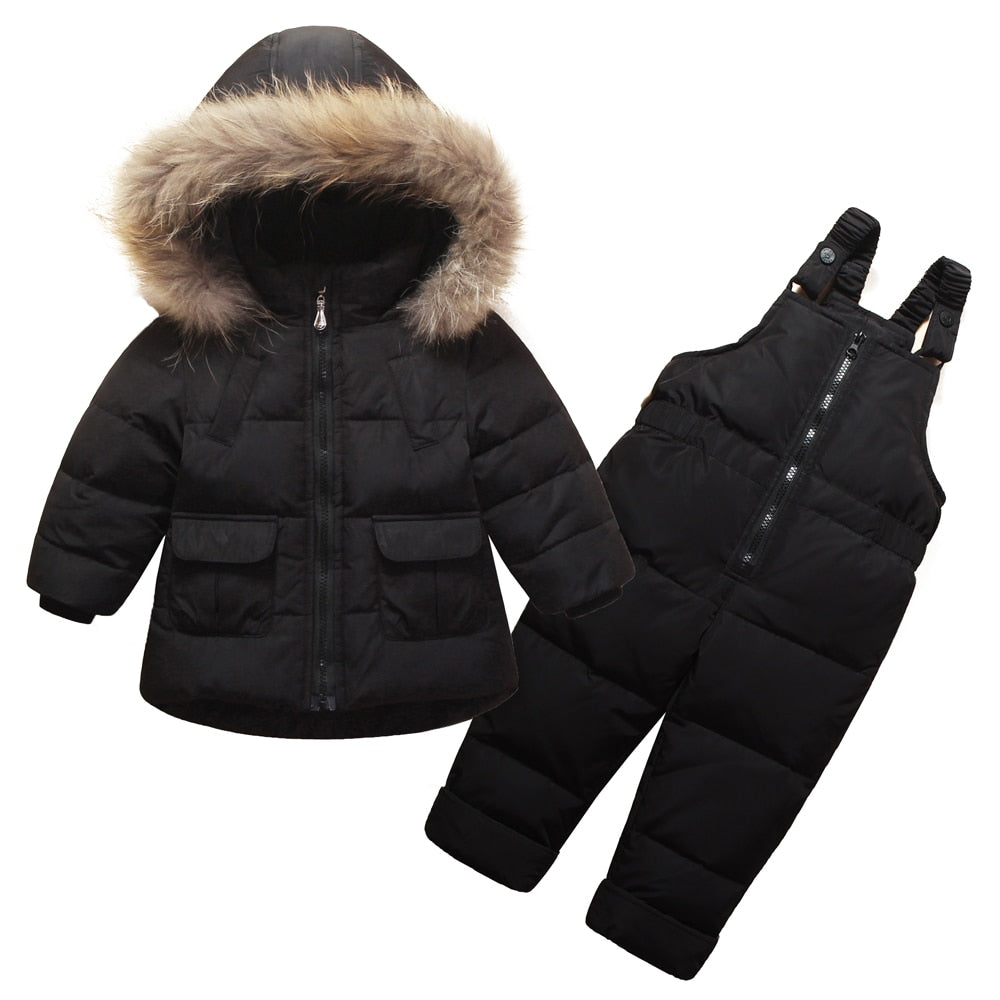 Kids Clothes Girls Boys Down Coat Children Warm Snowsuit Outerwear + Romper Clothing Set Russian children's Winter jackets