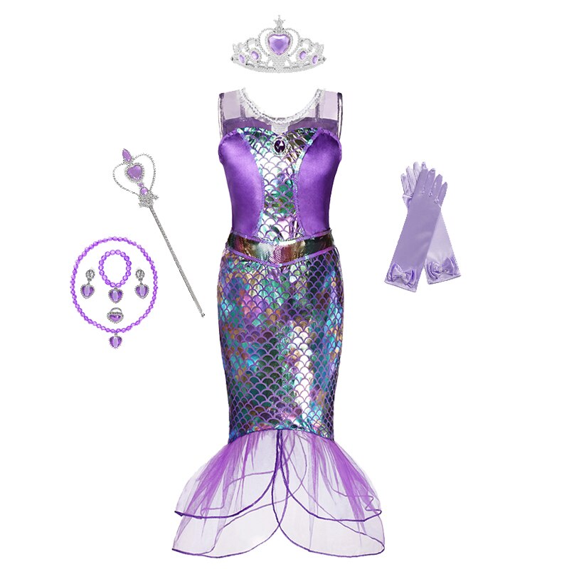 Mermaid Ariel Princess Girl Dress Cosplay Costumes for Kids Baby Girl Mermaid Dress Up Sets Children Halloween Clothing
