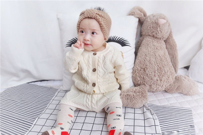Sodawn Autumn Winter New Children Clothing Boys Girls Baby Knit Sweater Cardigan + Shorts Suit Baby Clothes Suit