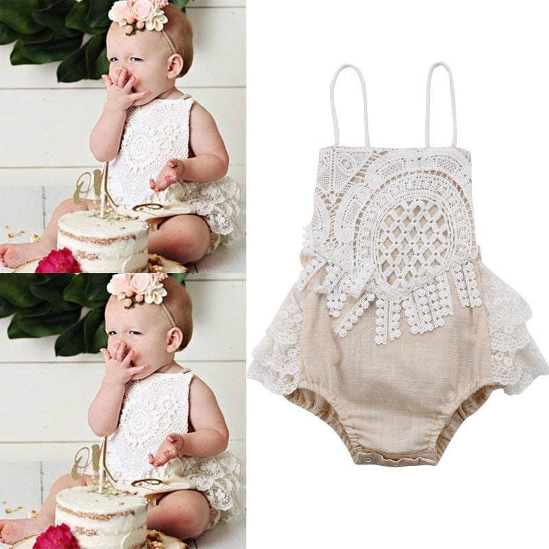 Pudcoco US Stock New Fashion Newborn Baby Girl Clothing Lace Romper Sleeveless Jumpsuit Outfit Clothes 0-24M