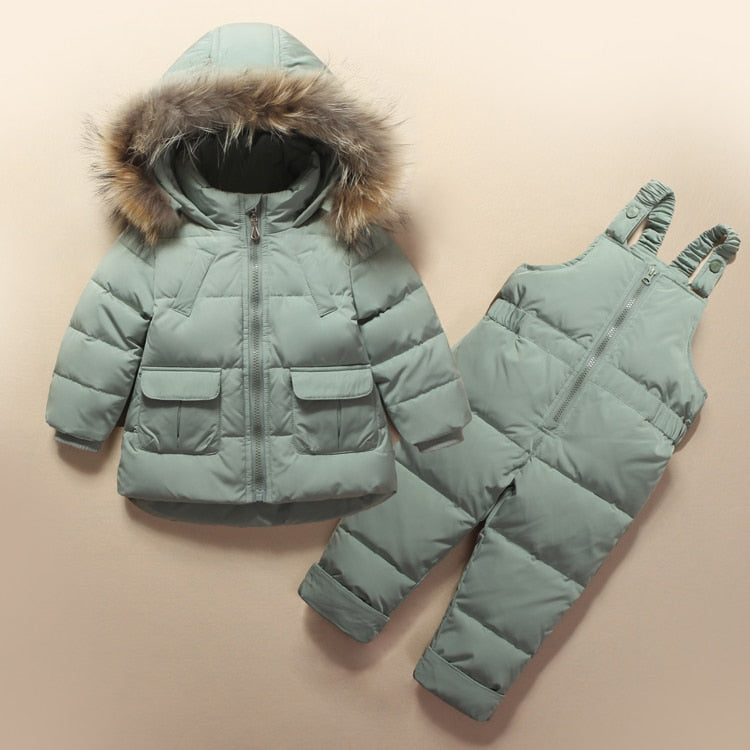 Kids Clothes Girls Boys Down Coat Children Warm Snowsuit Outerwear + Romper Clothing Set Russian children's Winter jackets