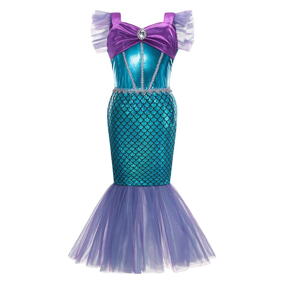 Mermaid Ariel Princess Girl Dress Cosplay Costumes for Kids Baby Girl Mermaid Dress Up Sets Children Halloween Clothing