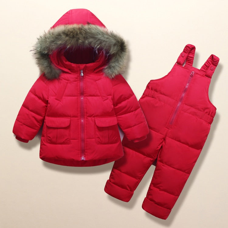 Kids Clothes Girls Boys Down Coat Children Warm Snowsuit Outerwear + Romper Clothing Set Russian children's Winter jackets