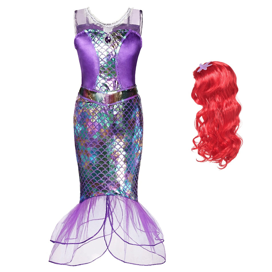 Mermaid Ariel Princess Girl Dress Cosplay Costumes for Kids Baby Girl Mermaid Dress Up Sets Children Halloween Clothing