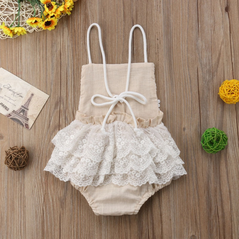 Pudcoco US Stock New Fashion Newborn Baby Girl Clothing Lace Romper Sleeveless Jumpsuit Outfit Clothes 0-24M