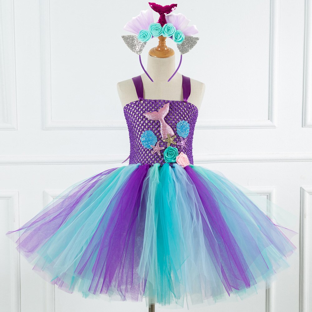 Girls Mermaid Candy Dress Kids Lollipop Modeling Frock Baby Girl Performance Costumes Summer Children Birthday Party Clothes