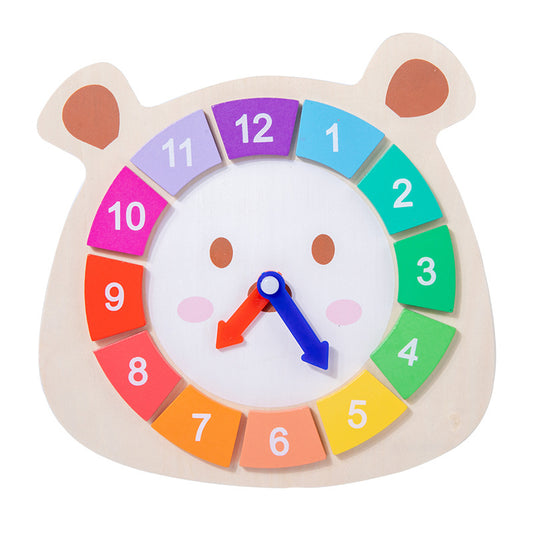 Wooden Clock Bear Puzzle Toy for Children Montessori Learning Games
