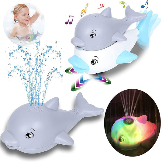 Baby Bath Toys Spray Water Shower Bathing Toys for Kids Electric Dophin Whale Bath Ball with Light Music LED Light Toys Gift