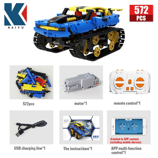City Off-road RC Racing Car Electric Building Blocks APP Remote Control Tank military Bricks Toys For Children