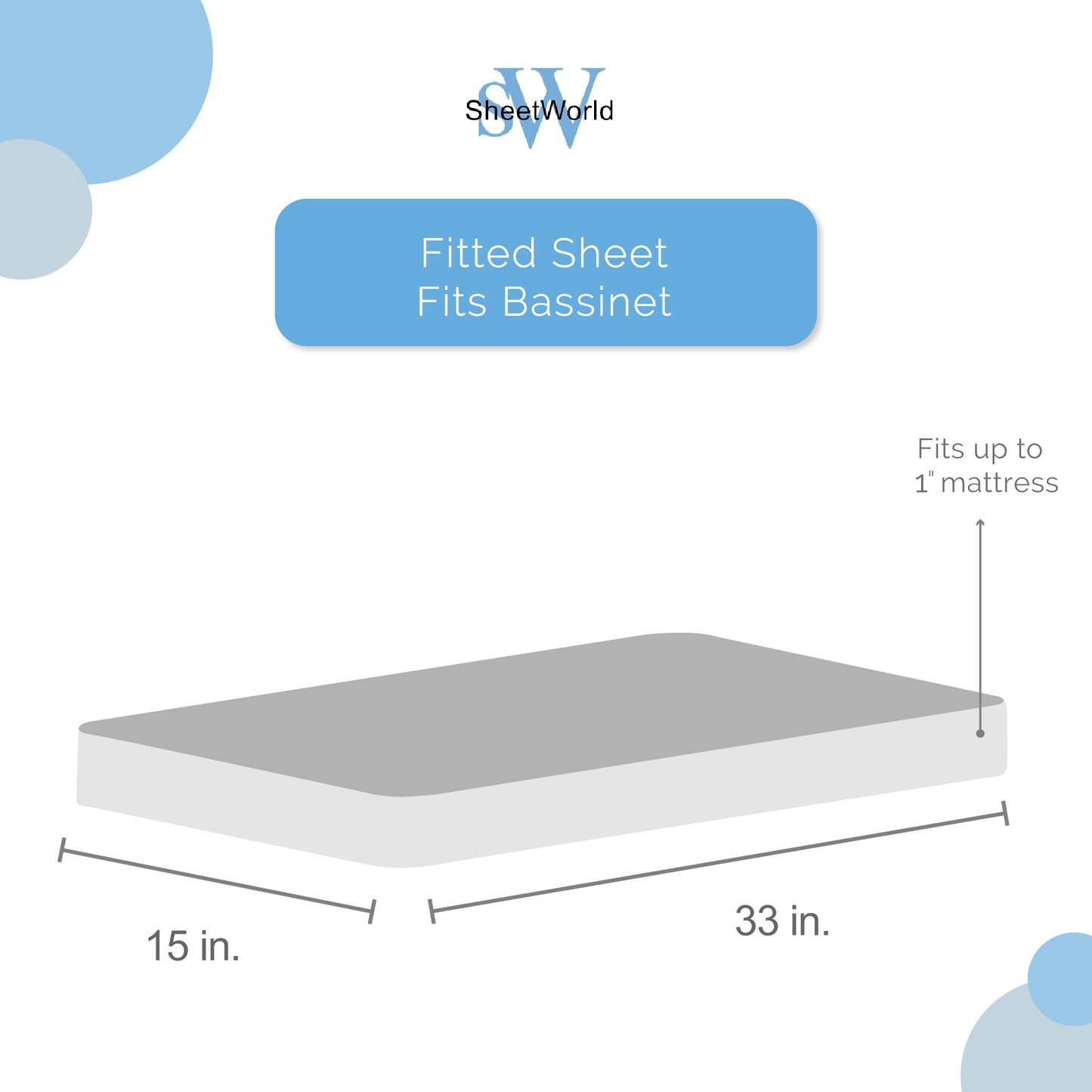 SheetWorld Fitted Bassinet Sheet - 100% Cotton Woven - Primary Stars
