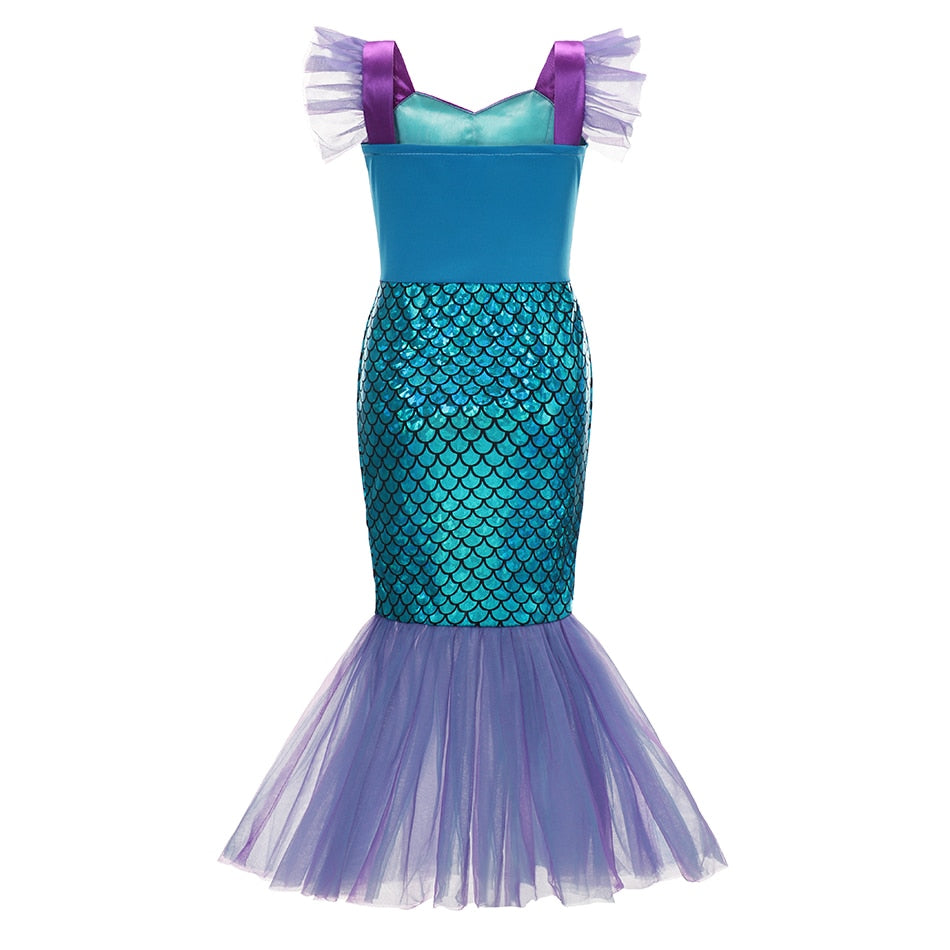 Mermaid Ariel Princess Girl Dress Cosplay Costumes for Kids Baby Girl Mermaid Dress Up Sets Children Halloween Clothing