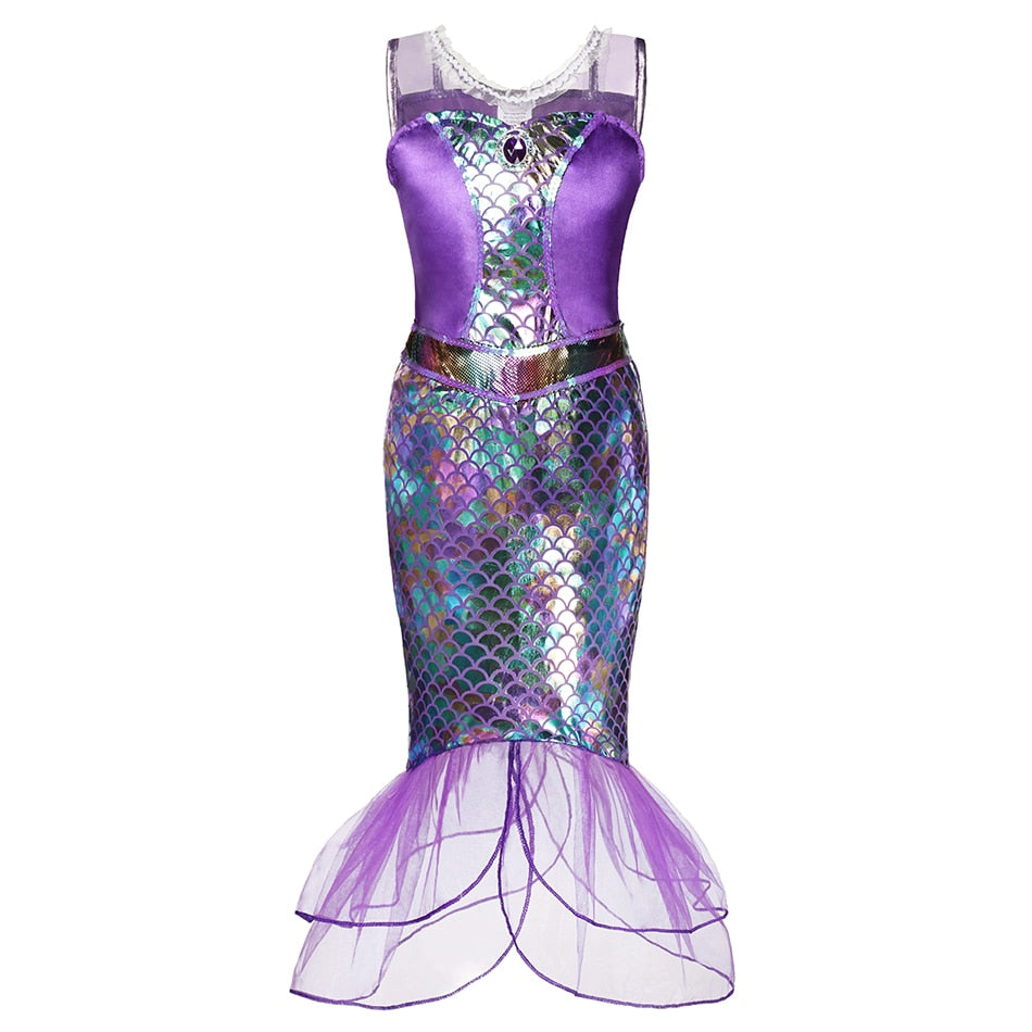 Mermaid Ariel Princess Girl Dress Cosplay Costumes for Kids Baby Girl Mermaid Dress Up Sets Children Halloween Clothing