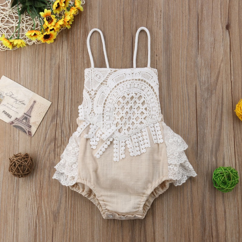 Pudcoco US Stock New Fashion Newborn Baby Girl Clothing Lace Romper Sleeveless Jumpsuit Outfit Clothes 0-24M