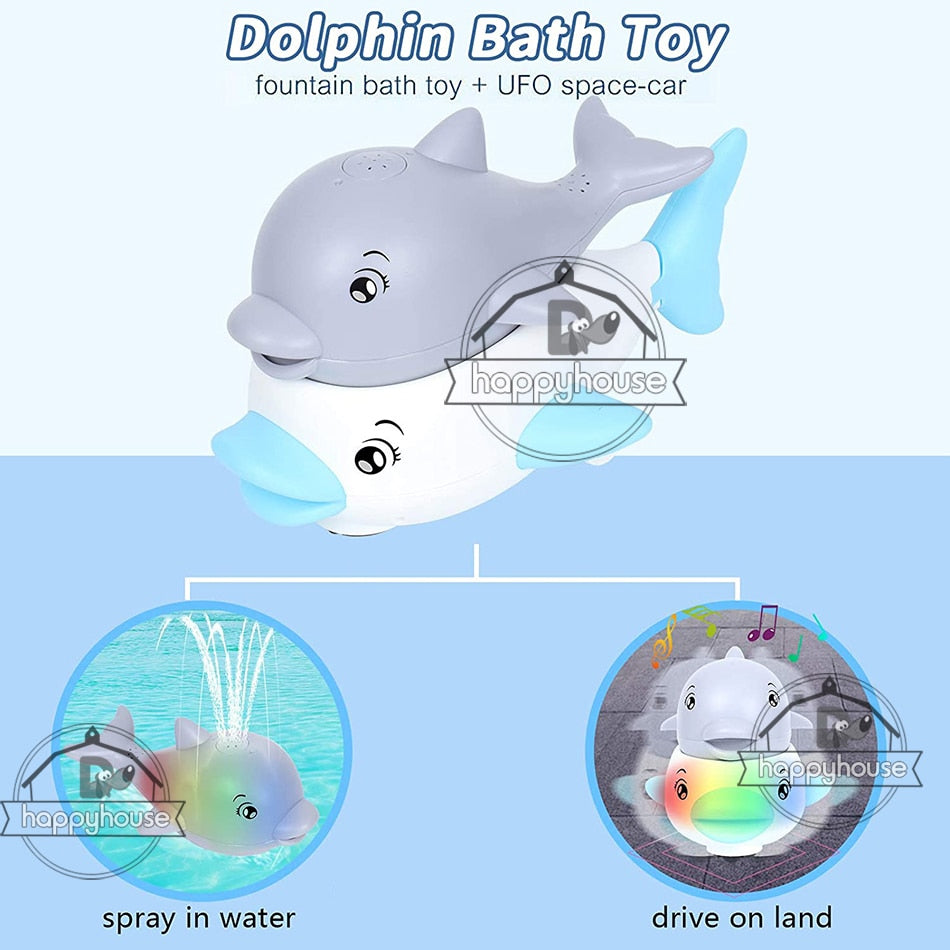 Baby Bath Toys Spray Water Shower Bathing Toys for Kids Electric Dophin Whale Bath Ball with Light Music LED Light Toys Gift