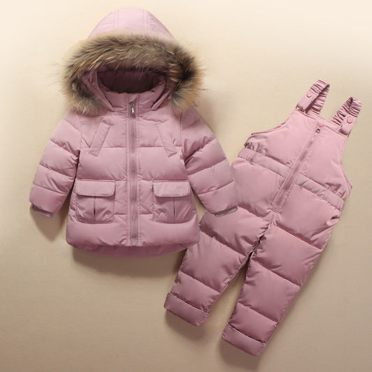Kids Clothes Girls Boys Down Coat Children Warm Snowsuit Outerwear + Romper Clothing Set Russian children&#39;s Winter jackets
